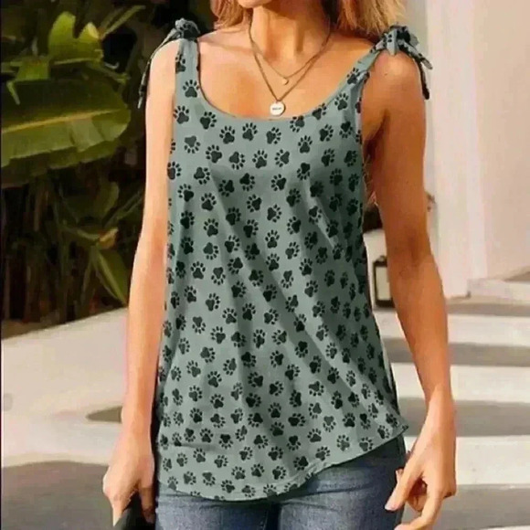 Nanu adjustable tie strap relaxed tank Sz Xl gray Diamond tribal accents - Picture 6 of 7